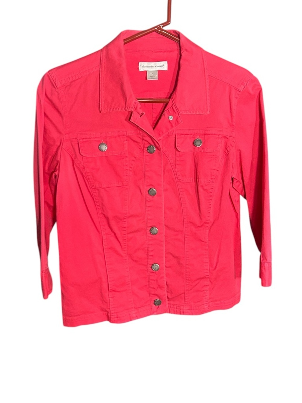 CJ Banks Bright Pink Button-Front Jacket